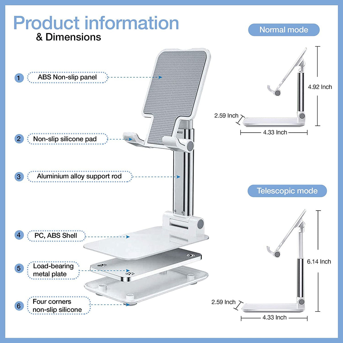 Premium Adjustable Mobile & Tablet Holder Stand – Flexible Foldable Phone Stand, Compact & Portable Desk Holder for Study, Office & Home Use