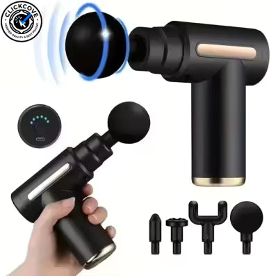 5-in-1 Massage Gun – Deep Tissue Percussion Massager with 6 Speed Levels & 4 Interchangeable Massage Heads for Full-Body Relaxation