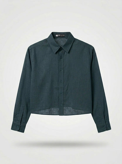 Linen Cropped Button-Down