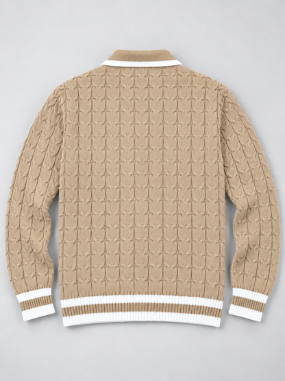 Knitted Jacquard Polo Sweater