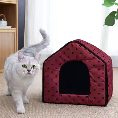 **Cat House Bed – Removable & Washable Pet House with Zipper, Cozy Indoor Shelter for Cats, Available in Small, Medium & Large**