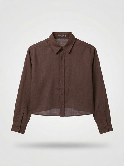 Linen Cropped Button-Down