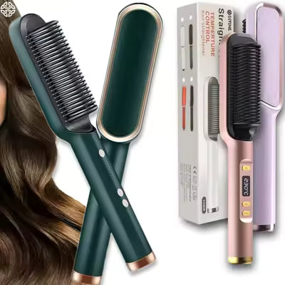 **2-in-1 Electric Hair Straightener & Curler – Heating Styling Comb Brush, Hair Smoothing & Styling Tool, Multicolor Model 909**