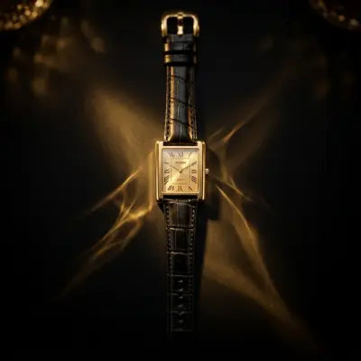 **Trendy Men’s Leather Strap Rectangular Quartz Watch – Roman Dial Classic Formal Business & Casual Wristwatch**