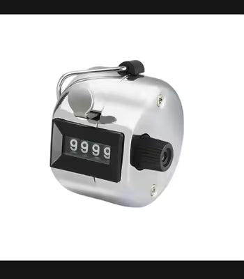 # Hand Tally Counter Tasbeeh – 4-Digit Steel Mechanical Clicker | Zikr Tasbih Counter & Manual Finger Counter – Silver