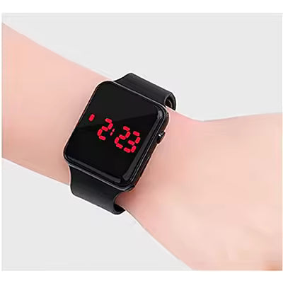 **New Arrival M4 Digital Watch for Boys & Kids – Stylish Black Watch with Red LED Display**