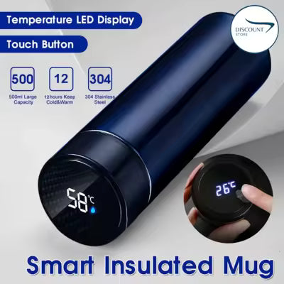 Smart LED Temperature Water Bottle 500ml – Stainless Steel Vacuum Flask | Hot & Cold Insulated Thermos with LED Temperature Display