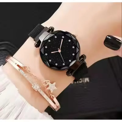Women’s Stainless Steel Magnetic Strap Watch for Girls