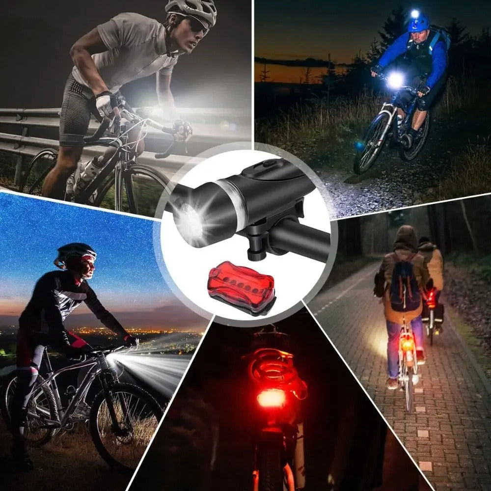 Rechargeable Bicycle Front Light with Loud Horn – 5 LED USB Bike Headlight, Waterproof Cycling Light & Flashlight