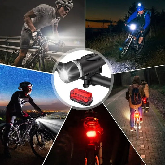 Rechargeable Bicycle Front Light with Loud Horn – 5 LED USB Bike Headlight, Waterproof Cycling Light & Flashlight